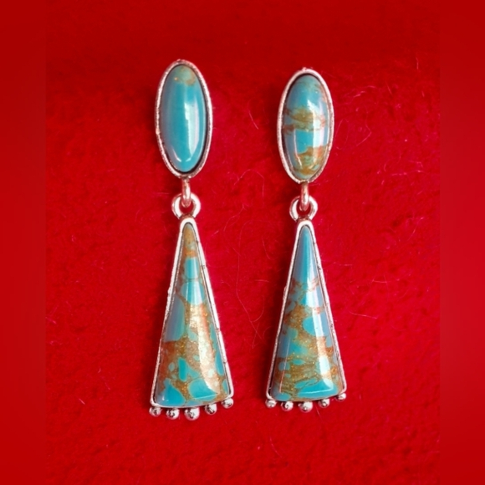 2/$15! Turquoise stud dangling vintage statement earrings